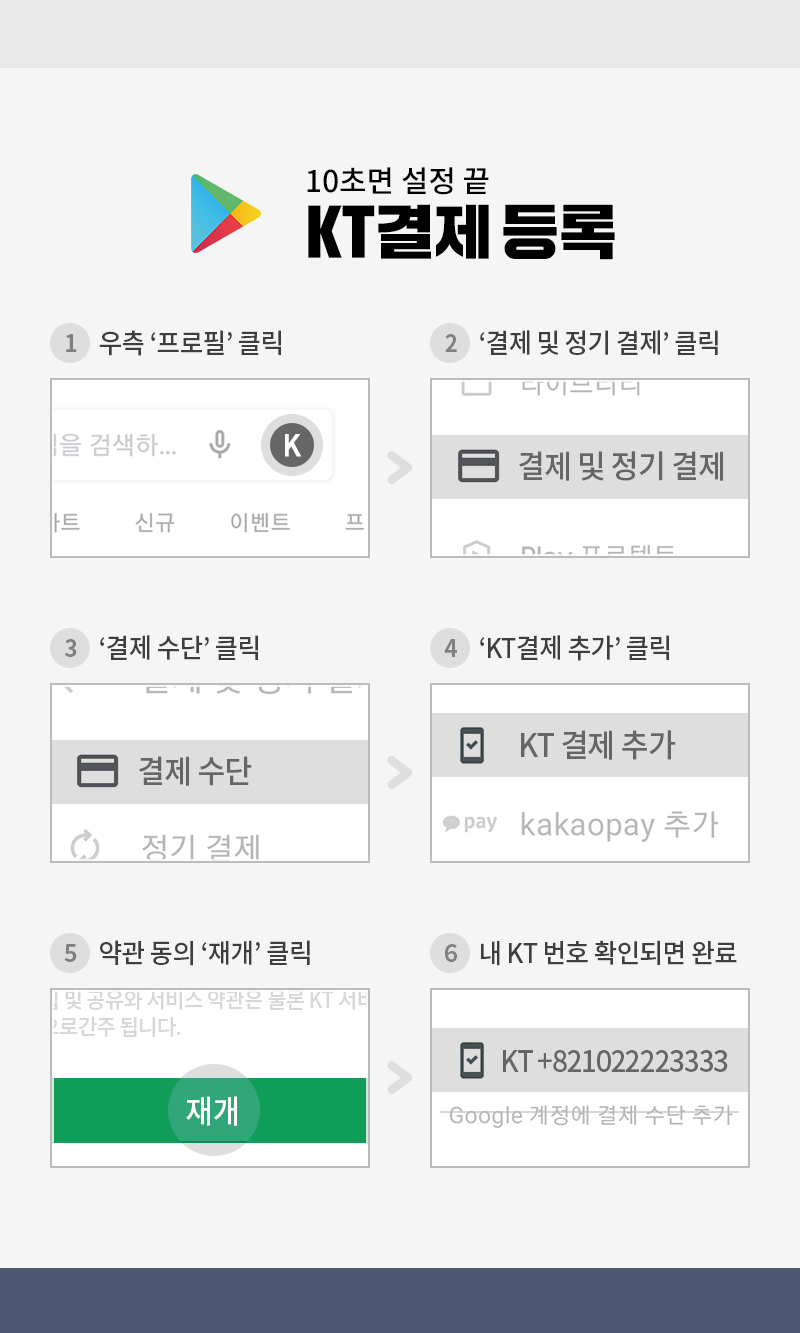 10초면 설정 끝 KT결제등록